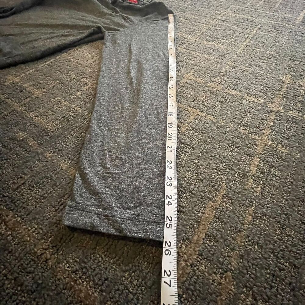 Guess Mens XL Charcoal Grey Heathered Split Neck Long Sleeve Zipper Pocket Shirt - Picture 8 of 8